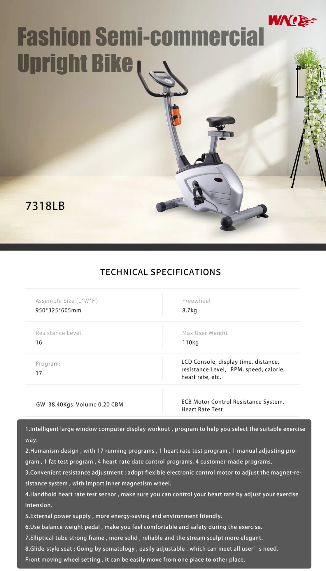 Wnq Brand Home Use Exercise Bike Gym Sports Cardio Machine Fitness Equipment