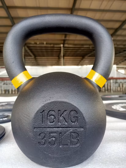 Black Cast Iron Kettlebell with Colour Rings