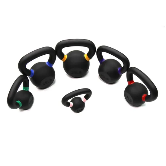 Black Powder Coated Kettlebell W. Colour Rings 